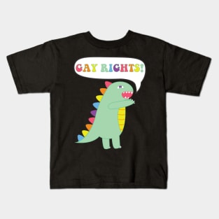 Gay Rights Rainbow Dinosaur Kids T-Shirt